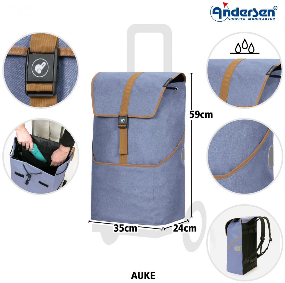 geräumige Einkaufstasche Andersen Shopper Auke Flieder Rucksack