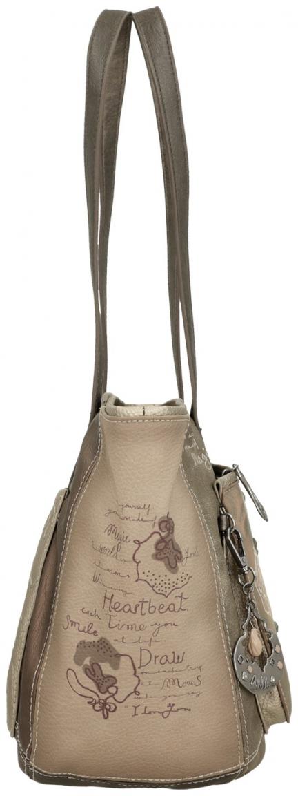 geräumige Henkeltasche Anekke Erdtöne Nieten metallic Real geprägt