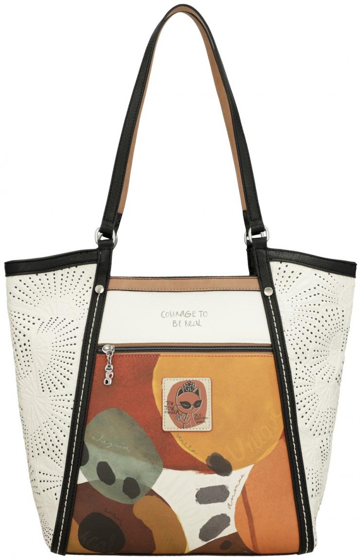 geräumige Schultertasche Anekke weiß Compicprint Alma Kontrast