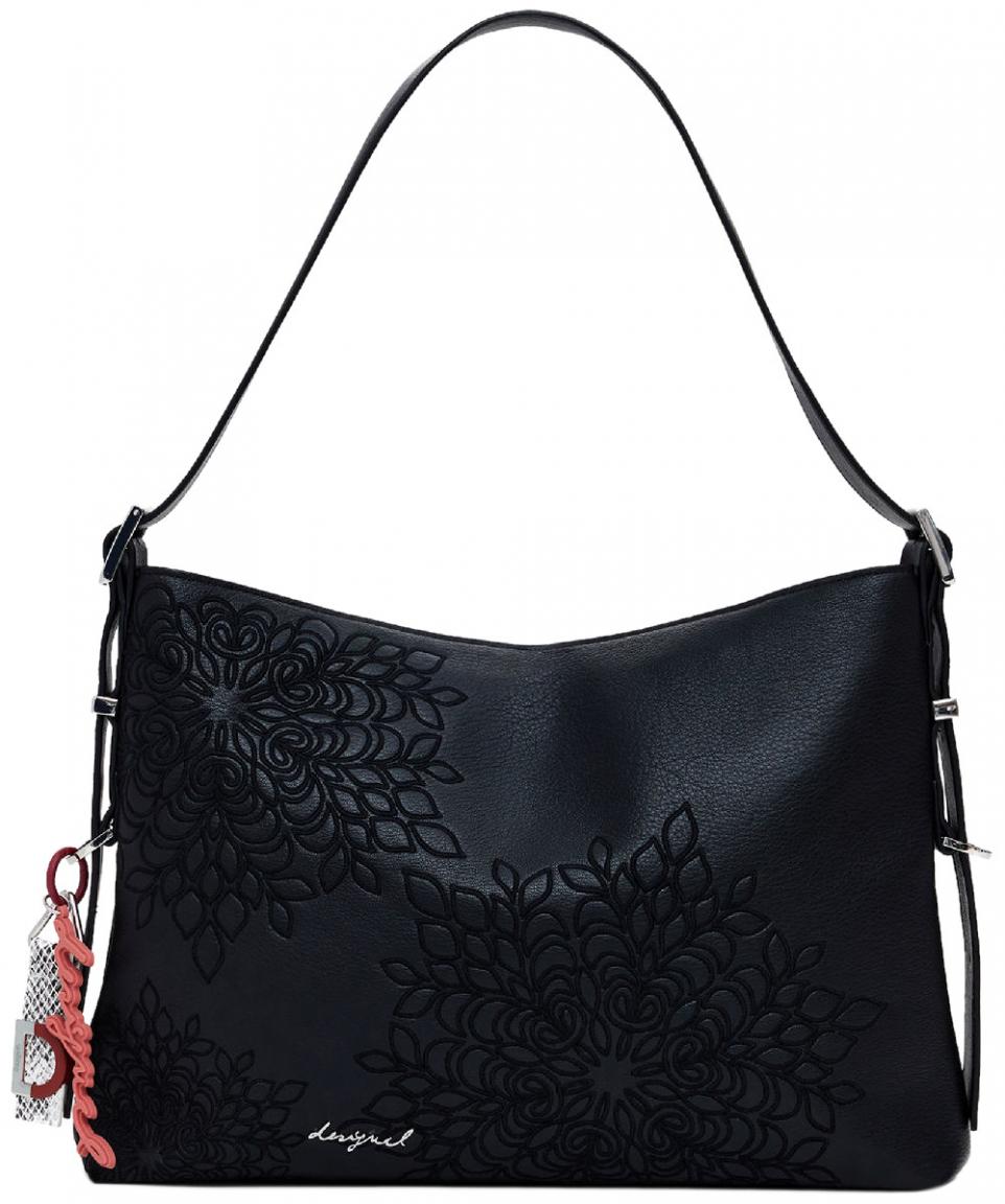 geräumige Schultertasche Desigual bestickt Sierra Buxton schwarz Negro