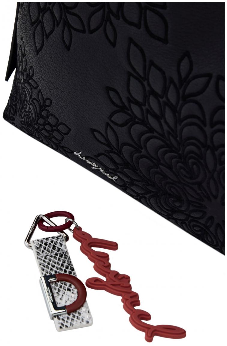 geräumige Schultertasche Desigual bestickt Sierra Buxton schwarz Negro