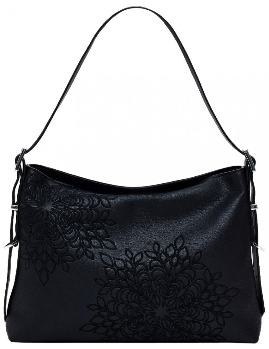 geräumige Schultertasche Desigual bestickt Sierra Buxton schwarz Negro