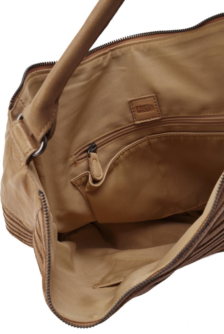 geräumige Schultertasche Lederstreifen FREDsBRUDER Gürteltier Camel braun