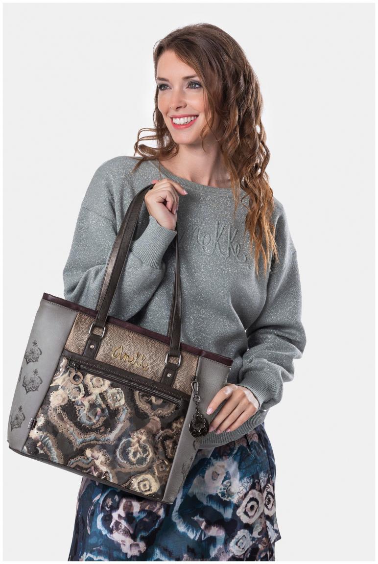 geräumige Shoppertasche Anekke Real Manifesto Nieten Metallic