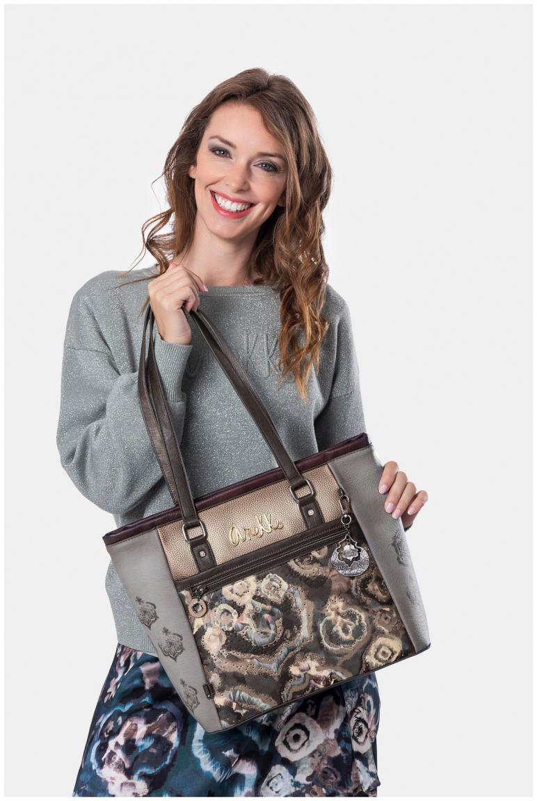 geräumige Shoppertasche Anekke Real Manifesto Nieten Metallic