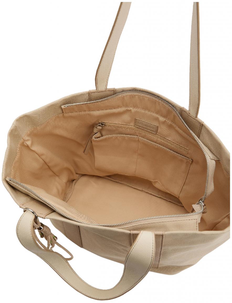 geräumiger Shooper FREDsBRUDER Canvas beige Leder recycelt Carry Me Everywhere