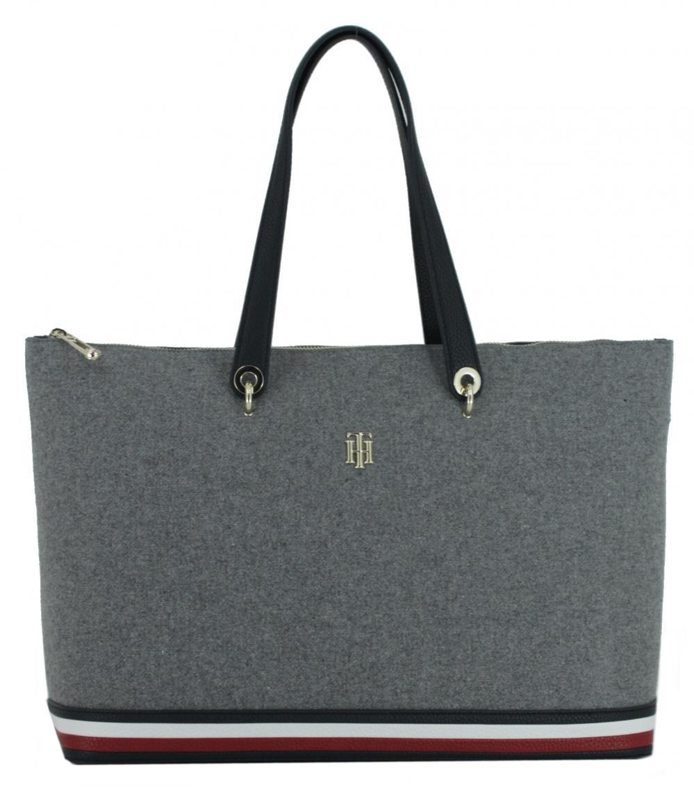 geräumiger Shopper Tommy Hilfiger TH Element Tote Melton grau Wollfilz