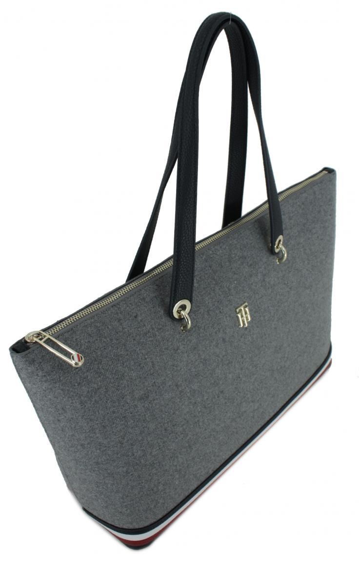 geräumiger Shopper Tommy Hilfiger TH Element Tote Melton grau Wollfilz