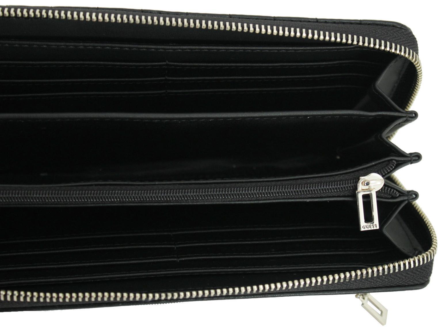 gesteppte Brieftasche schwarz Guess Assia Zipper