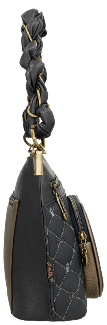 gesteppte Schultertasche Stickerei dunkelblau Anekke Mademoiselle Boutique