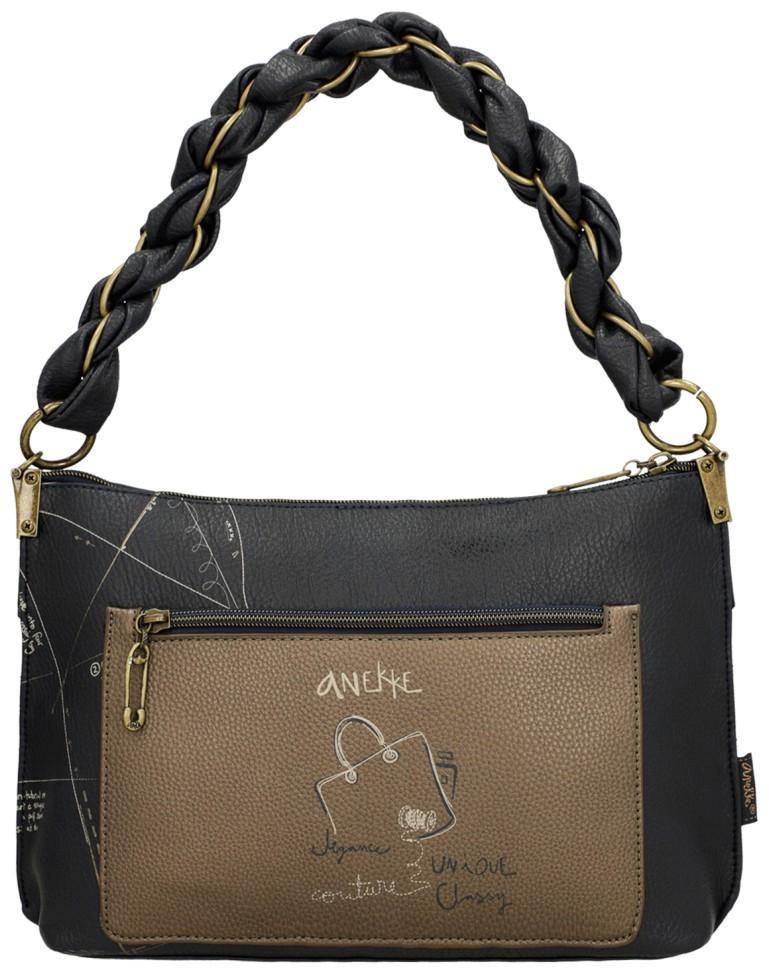 gesteppte Schultertasche Stickerei dunkelblau Anekke Mademoiselle Boutique