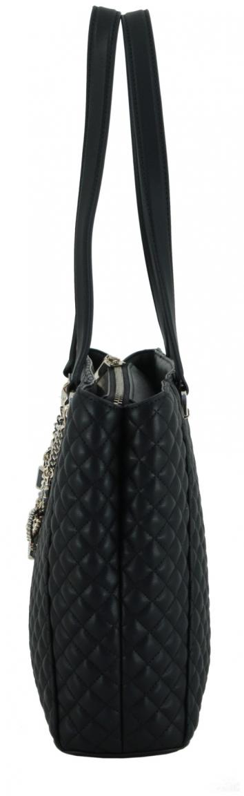gesteppte Shoppertasche Zierkette Guess Everlee Noel Tote schwarz