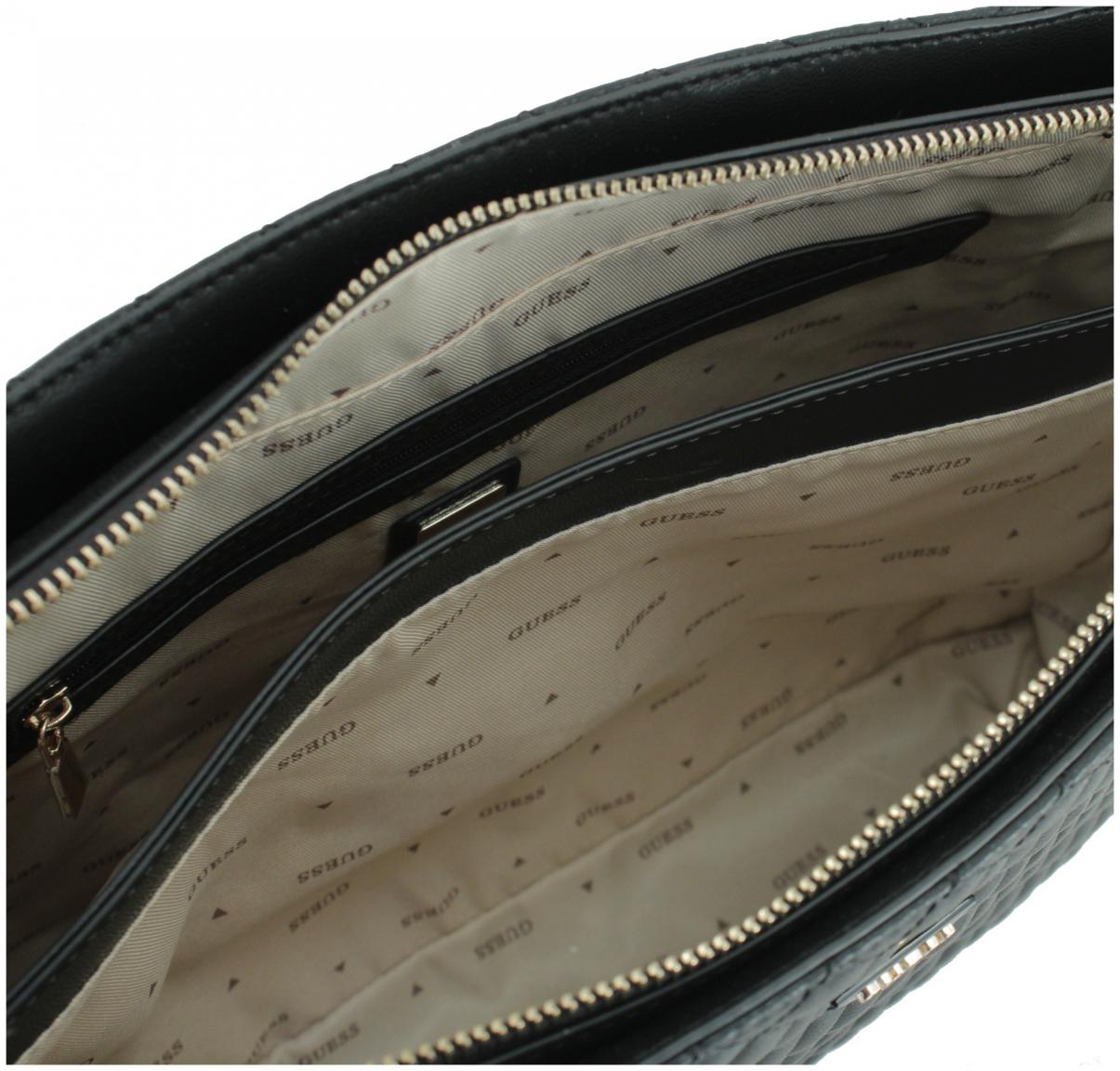gesteppte Shoppertasche Zierkette Guess Everlee Noel Tote schwarz