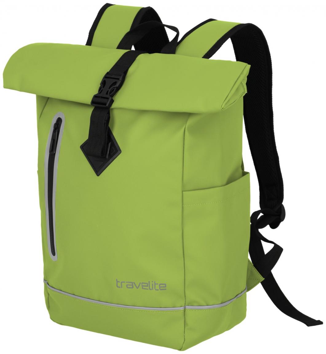 giftgrüner Freizeitrucksack Travelite Basics Roll Up Plane Lime