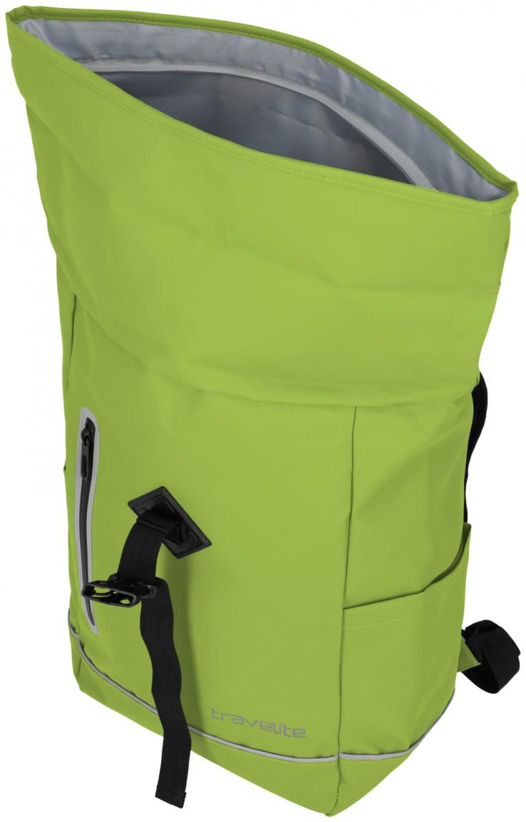 giftgrüner Freizeitrucksack Travelite Basics Roll Up Plane Lime