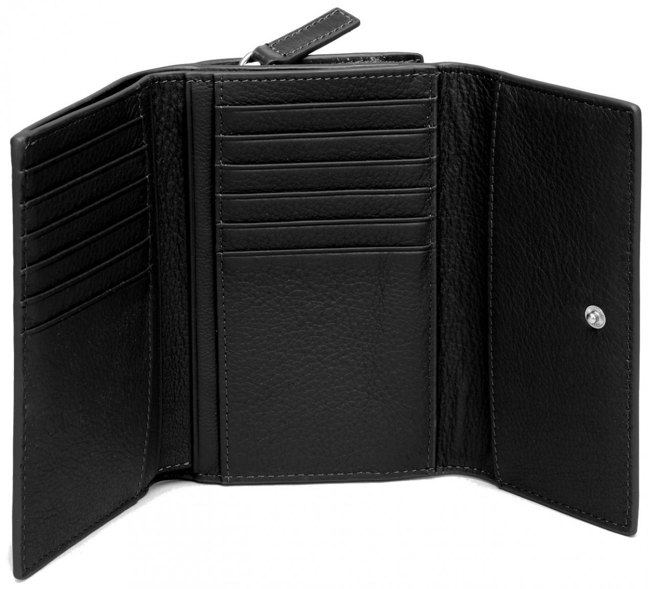 glänzende Brieftasche Überschlag Leder Lisa Glossy schwarz Les Visionnaires