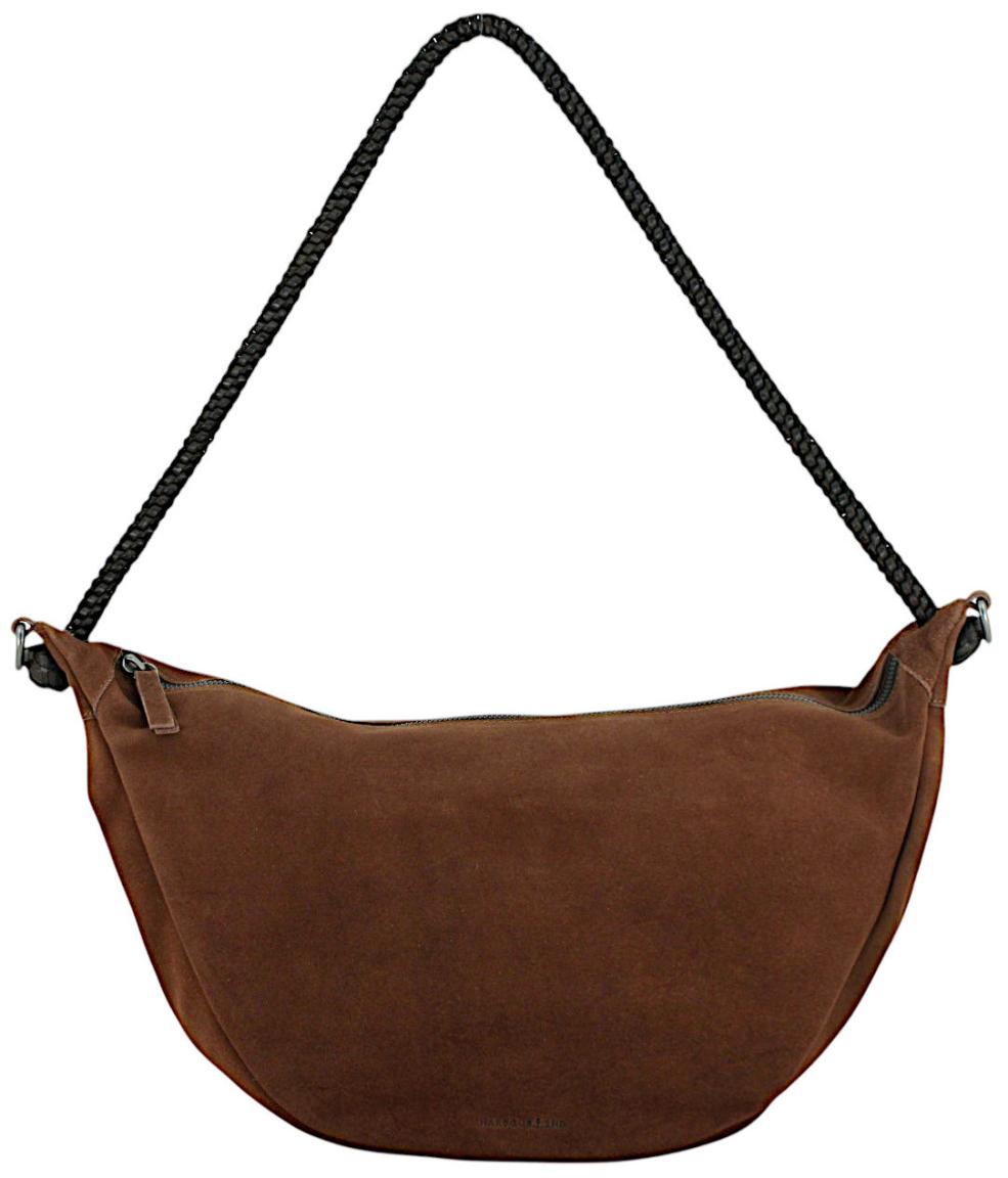 große Beuteltasche Harbour2nd Tiam Velours braun Flechtoptik