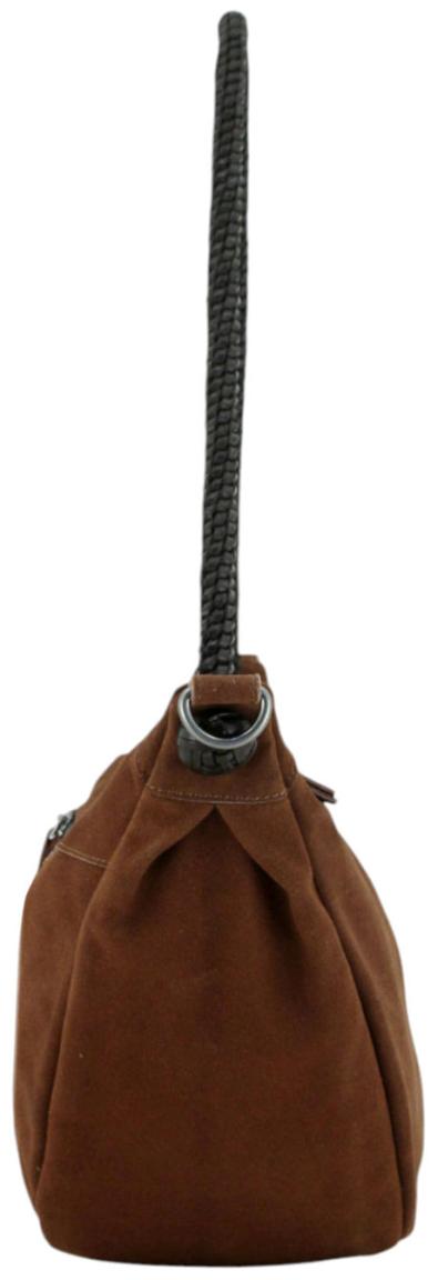 große Beuteltasche Harbour2nd Tiam Velours braun Flechtoptik