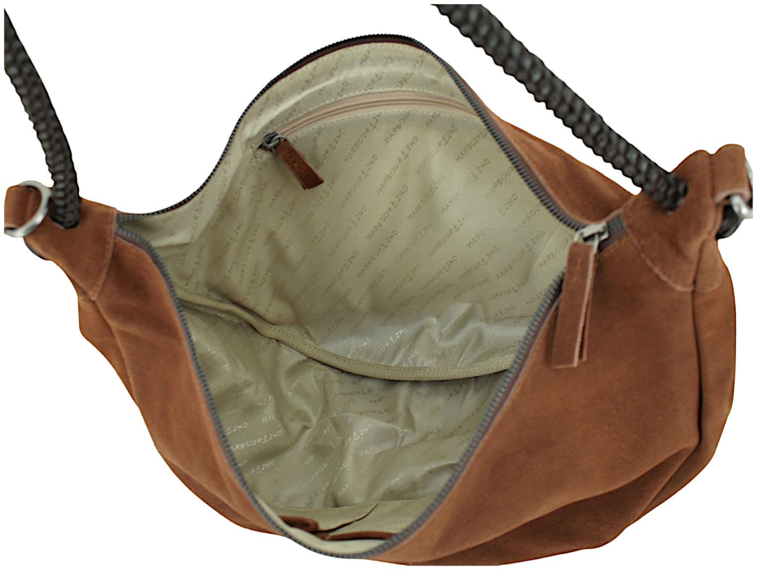 große Beuteltasche Harbour2nd Tiam Velours braun Flechtoptik
