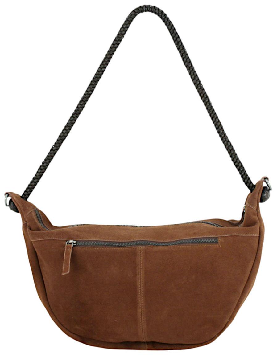 große Beuteltasche Harbour2nd Tiam Velours braun Flechtoptik