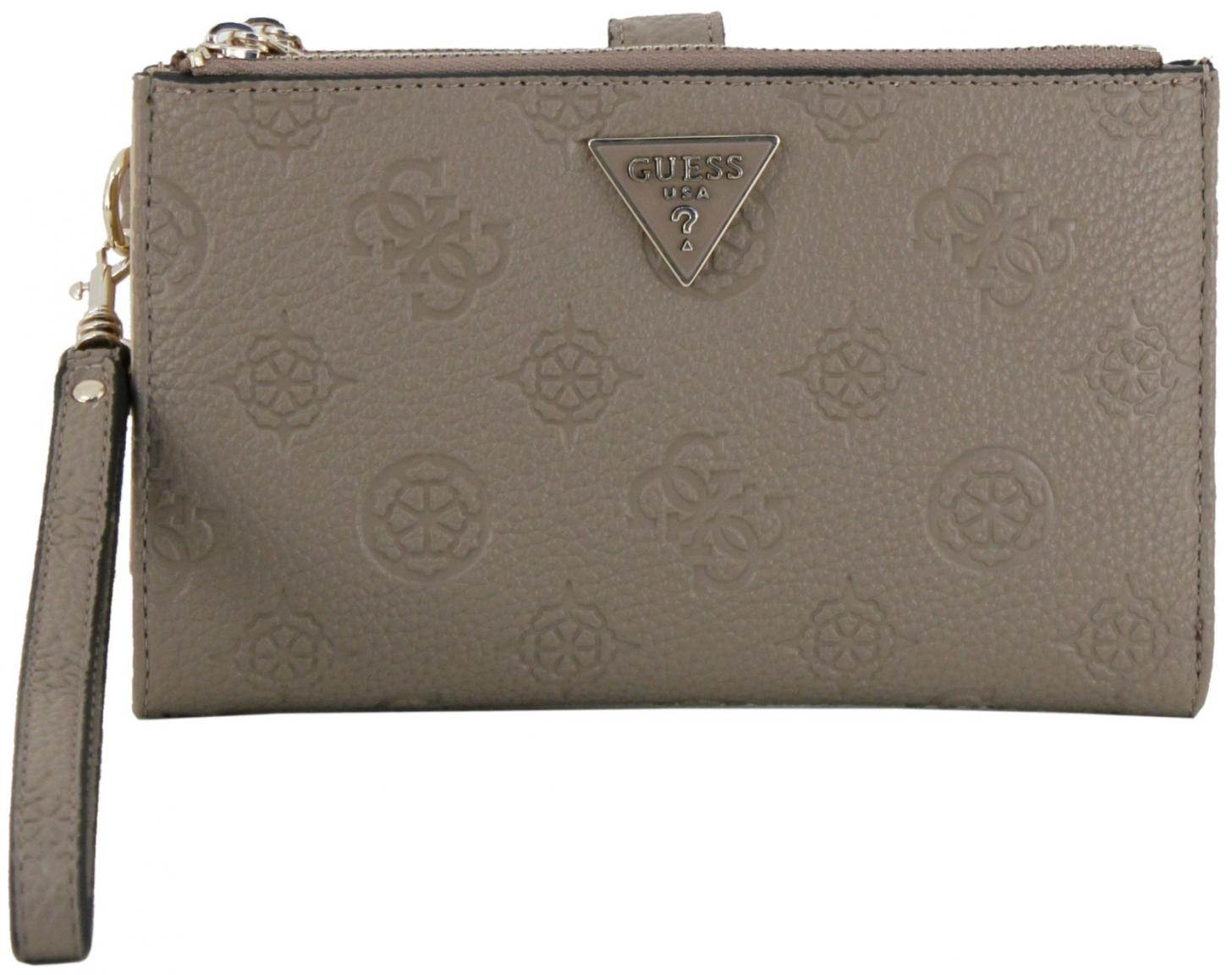 große Geldbörse Guess Cresidia II SLG Dark Taupe Logoprägung 