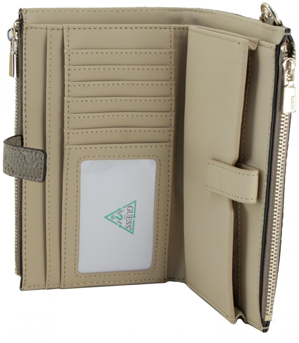 große Geldbörse Guess Cresidia II SLG Dark Taupe Logoprägung 