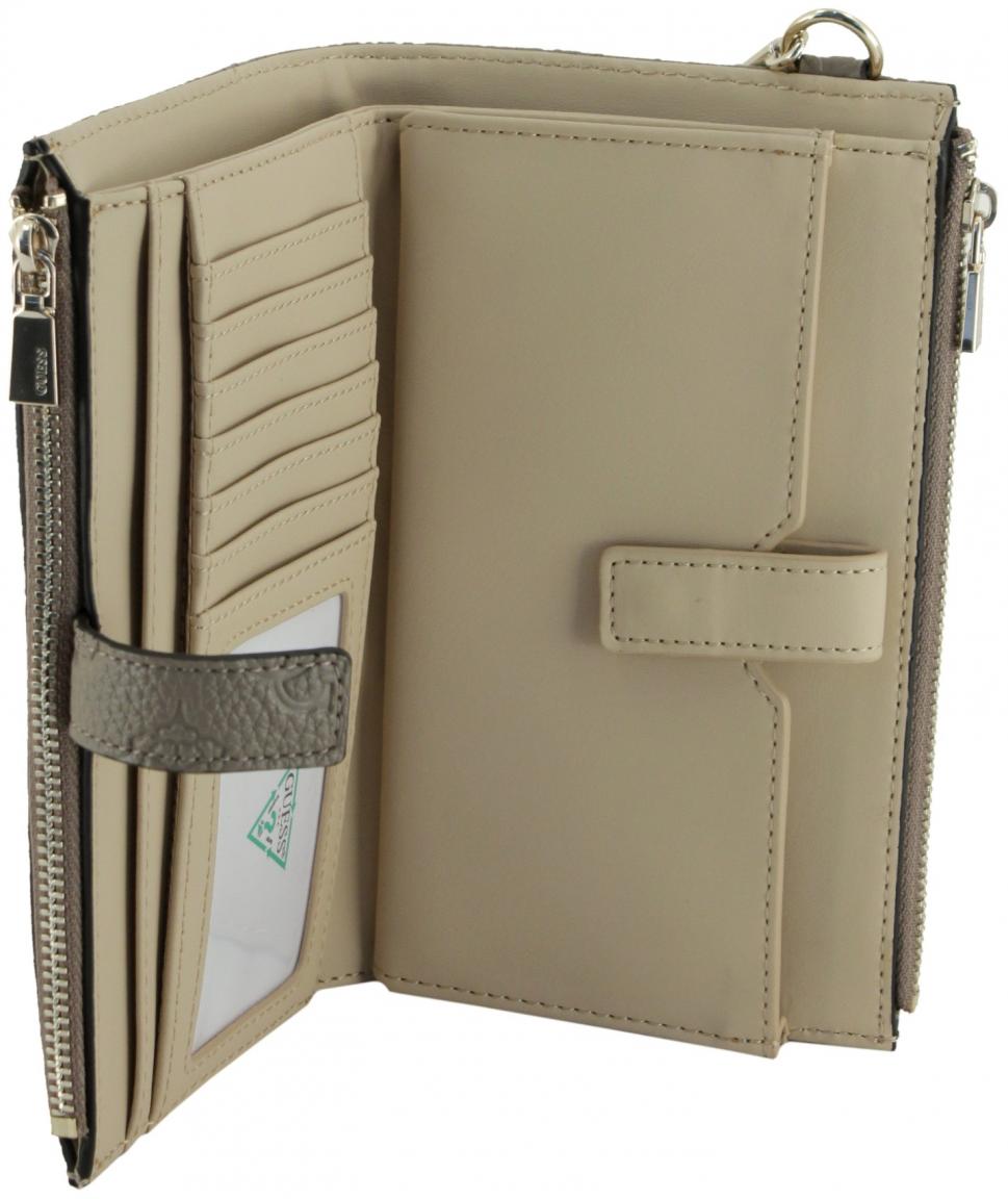 große Geldbörse Guess Cresidia II SLG Dark Taupe Logoprägung 