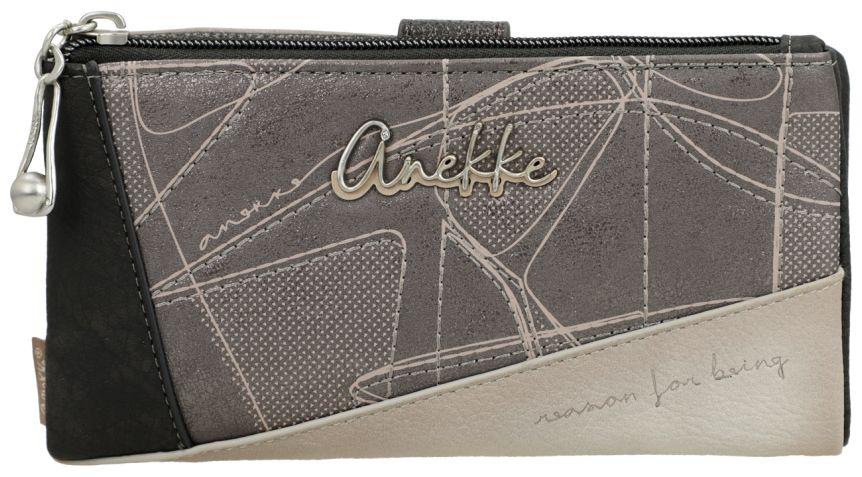 große Geldtasche Anekke Sophia Auralis Metallic grau beige Ziernähte