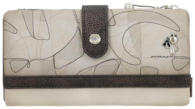 große Geldtasche Anekke Sophia Auralis Metallic grau beige Ziernähte