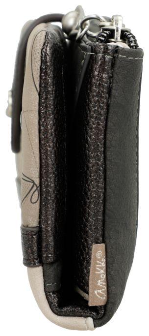 große Geldtasche Anekke Sophia Auralis Metallic grau beige Ziernähte