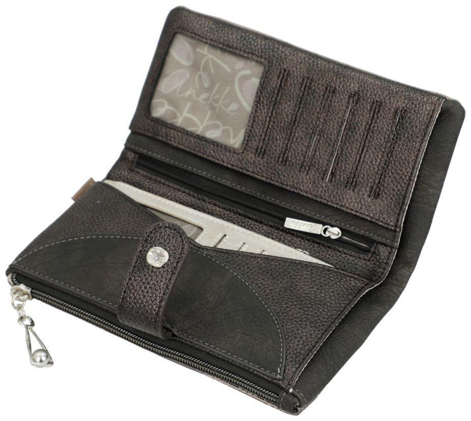 große Geldtasche Anekke Sophia Auralis Metallic grau beige Ziernähte