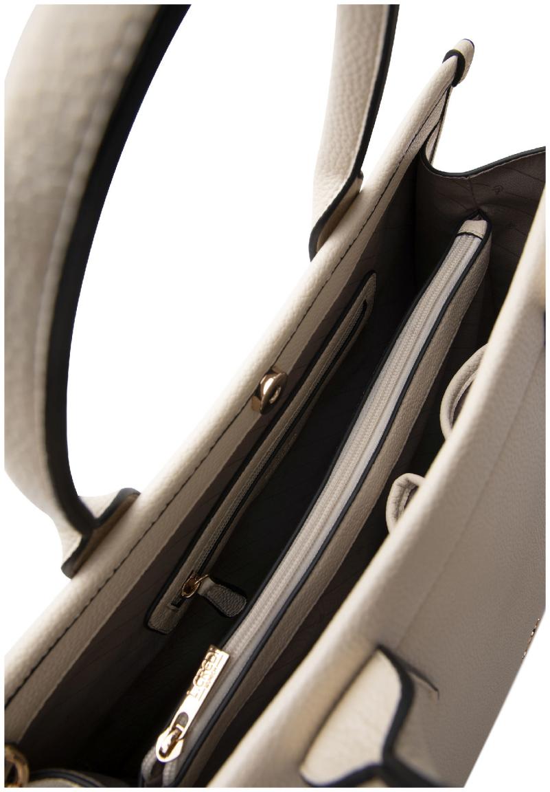 große Handtasche L.Credi zweigeteilt Phemia Kurzgriff creme