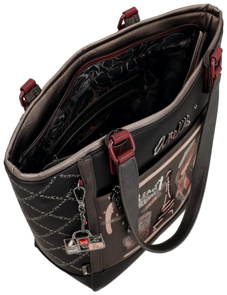 große Henkeltasche Anekke schwarz Paris Mademoiselle silber