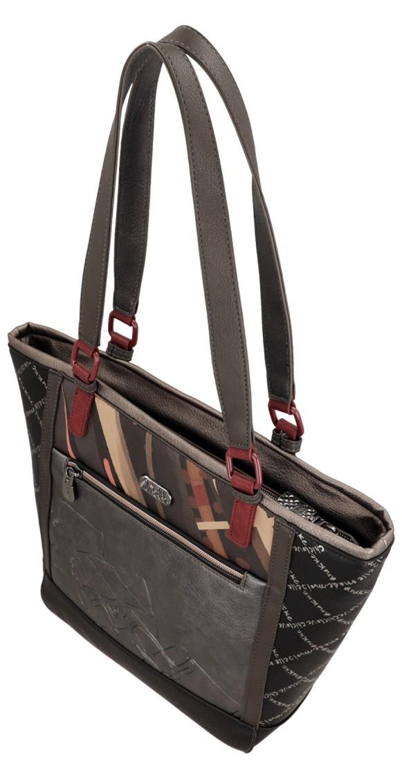 große Henkeltasche Anekke schwarz Paris Mademoiselle silber