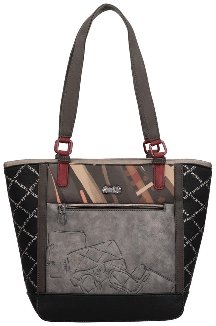 große Henkeltasche Anekke schwarz Paris Mademoiselle silber