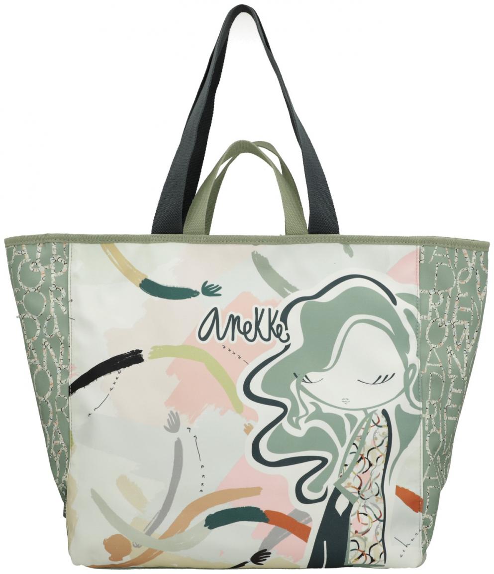 große Henkeltasche rosa grün Anekke Alma Original Logoprint