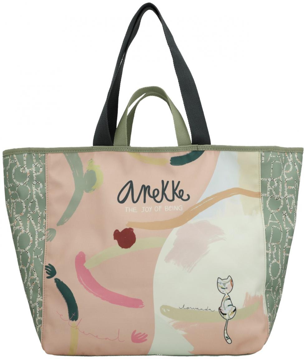 große Henkeltasche rosa grün Anekke Alma Original Logoprint