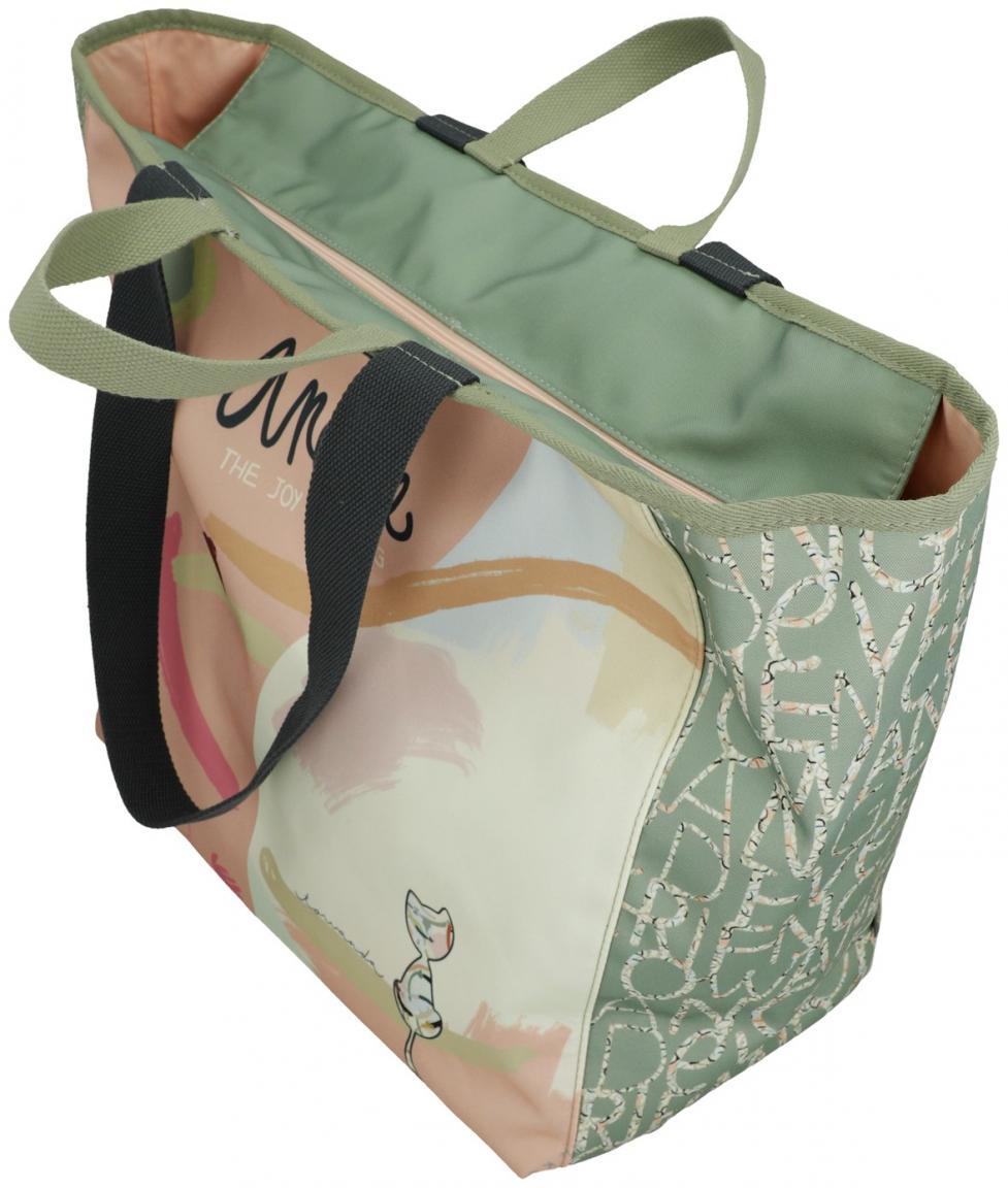 große Henkeltasche rosa grün Anekke Alma Original Logoprint