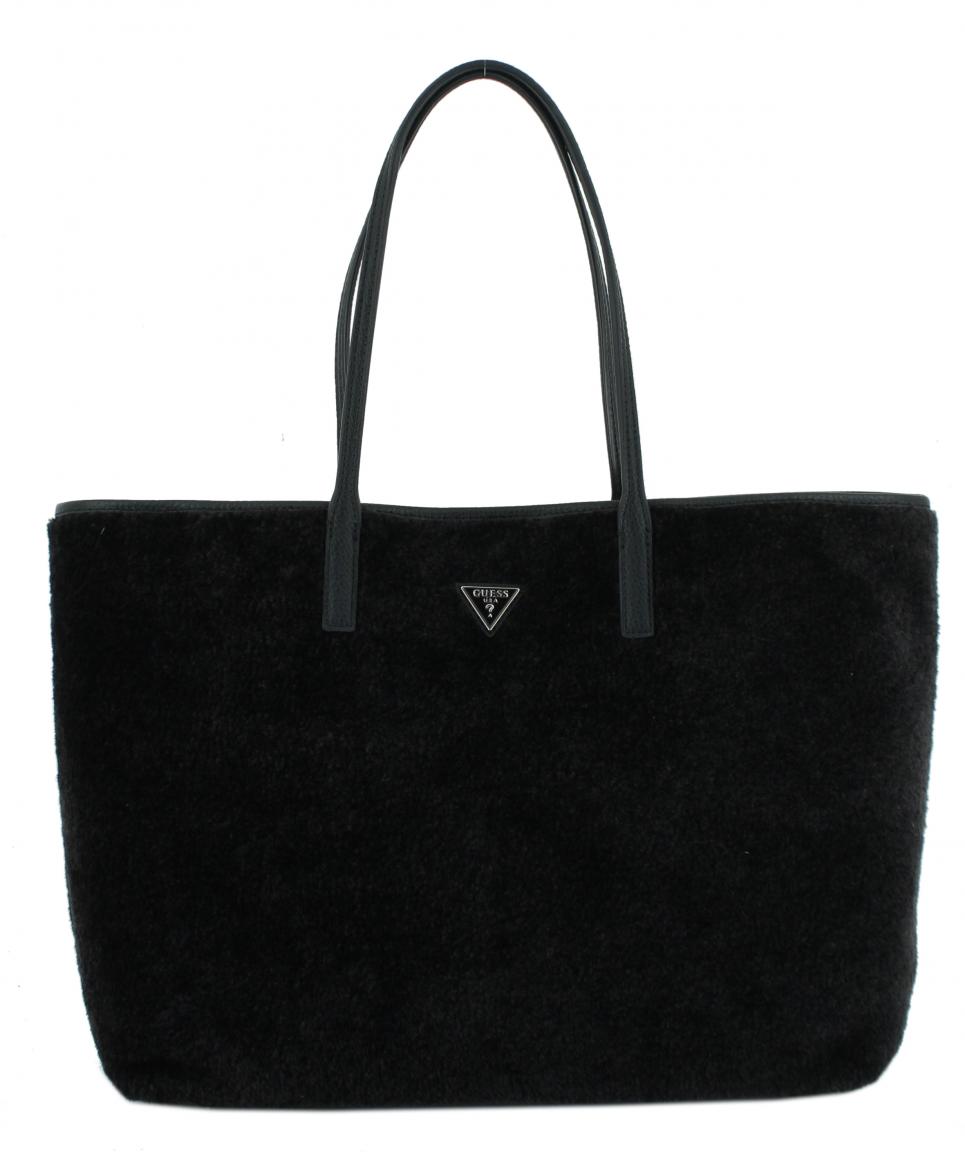 große Henkeltasche schwarz Guess Victtoria Black Tote Bag mit Innentasche