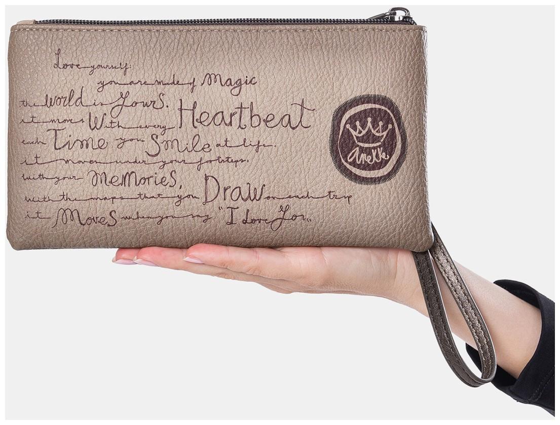 große Münzbörse Kosmetiketui Anekke Real beige Glitzer bestickt