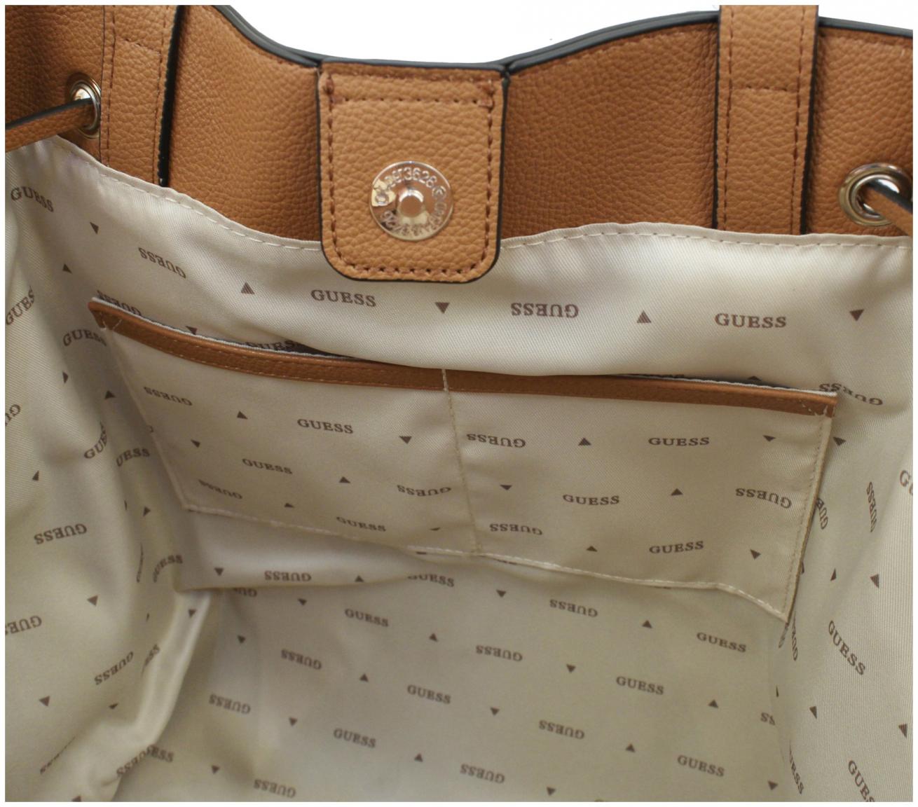 große Shoppertasche Calebra Drawstring Tote Guess Cognac braun