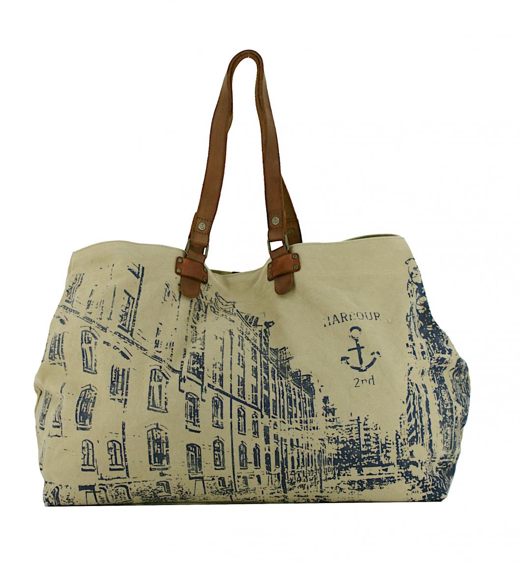 grosse Strandtasche beige gelb Harbour2nd Goldbek Canvas mustard