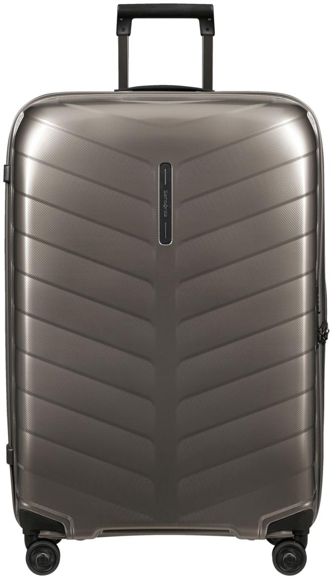 großer Flugkoffer Samsonite Attrix Dune grau Roxkin Hartschale