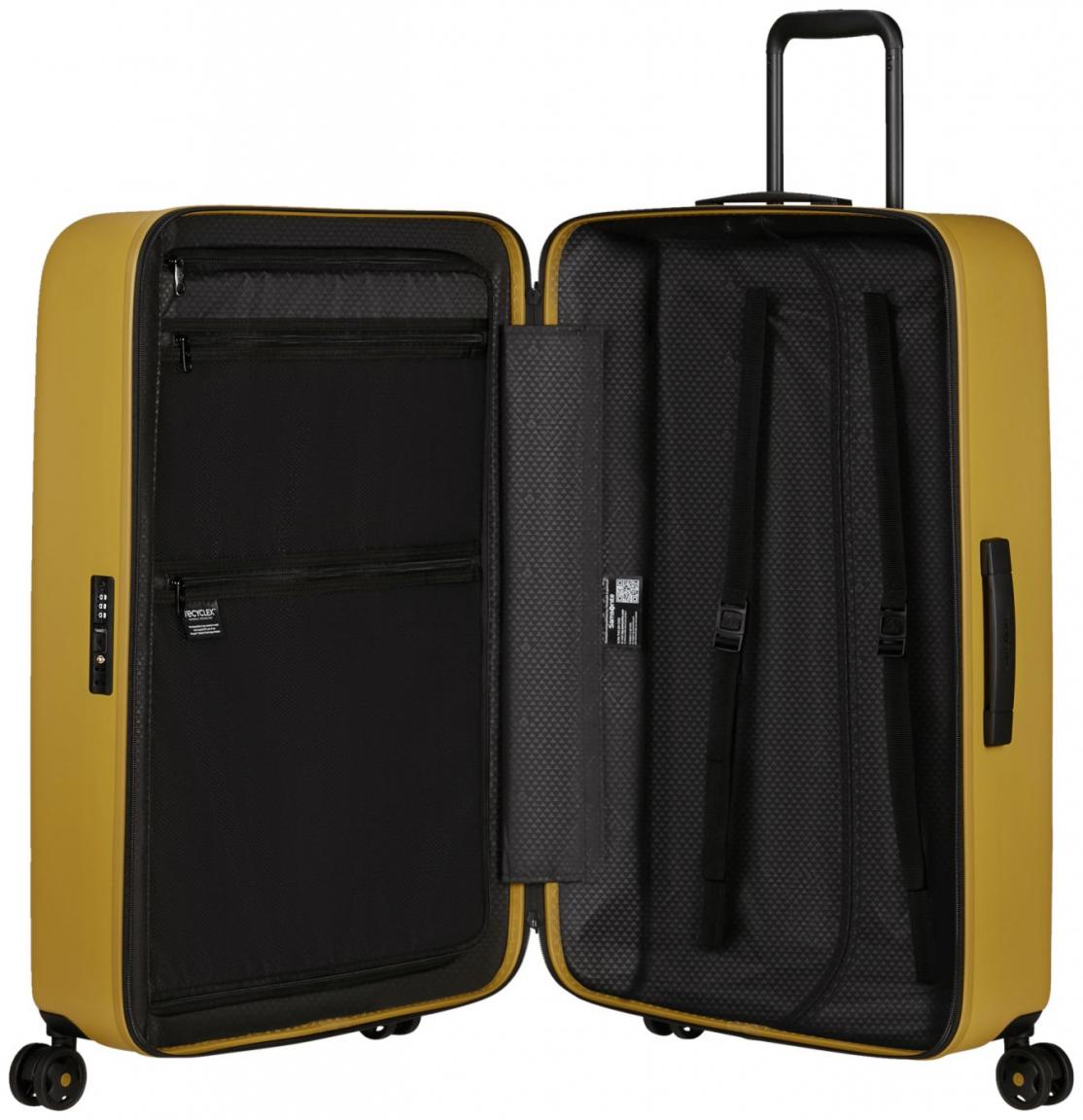 großer Flugtrolley senfgelb Samsonite StackD Spinner L 75cm Mustard