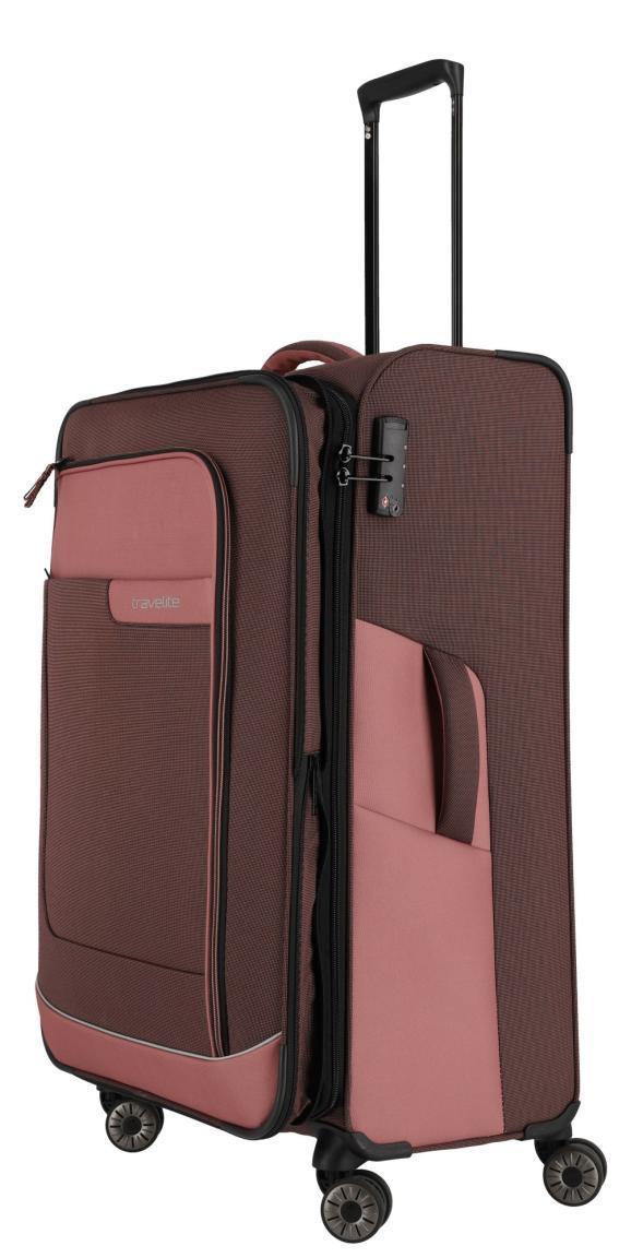 großer Koffertrolley rosa erweiterbar Travelite Viia L 77cm Frühlingsrose