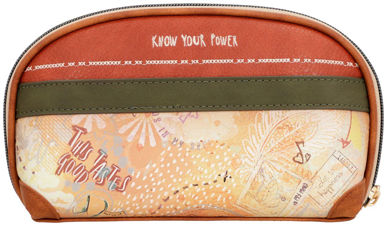 großes Portemonnaie Kosmetiktasche Anekke Peace & Love Camel Hippie Flower Power