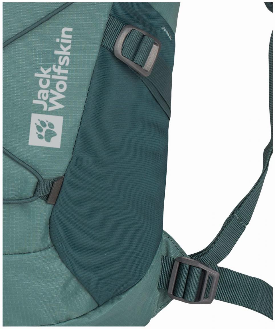 grüner Multisportrucksack Jack Wolfskin Cyrox Shape 15 Liter Jade Raincover