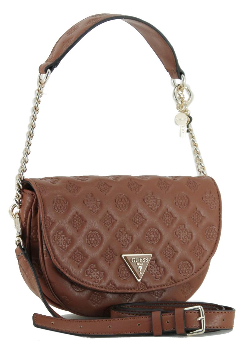 halbrunde Überschlagtasche Logoprägun Guess La Femme Cognac