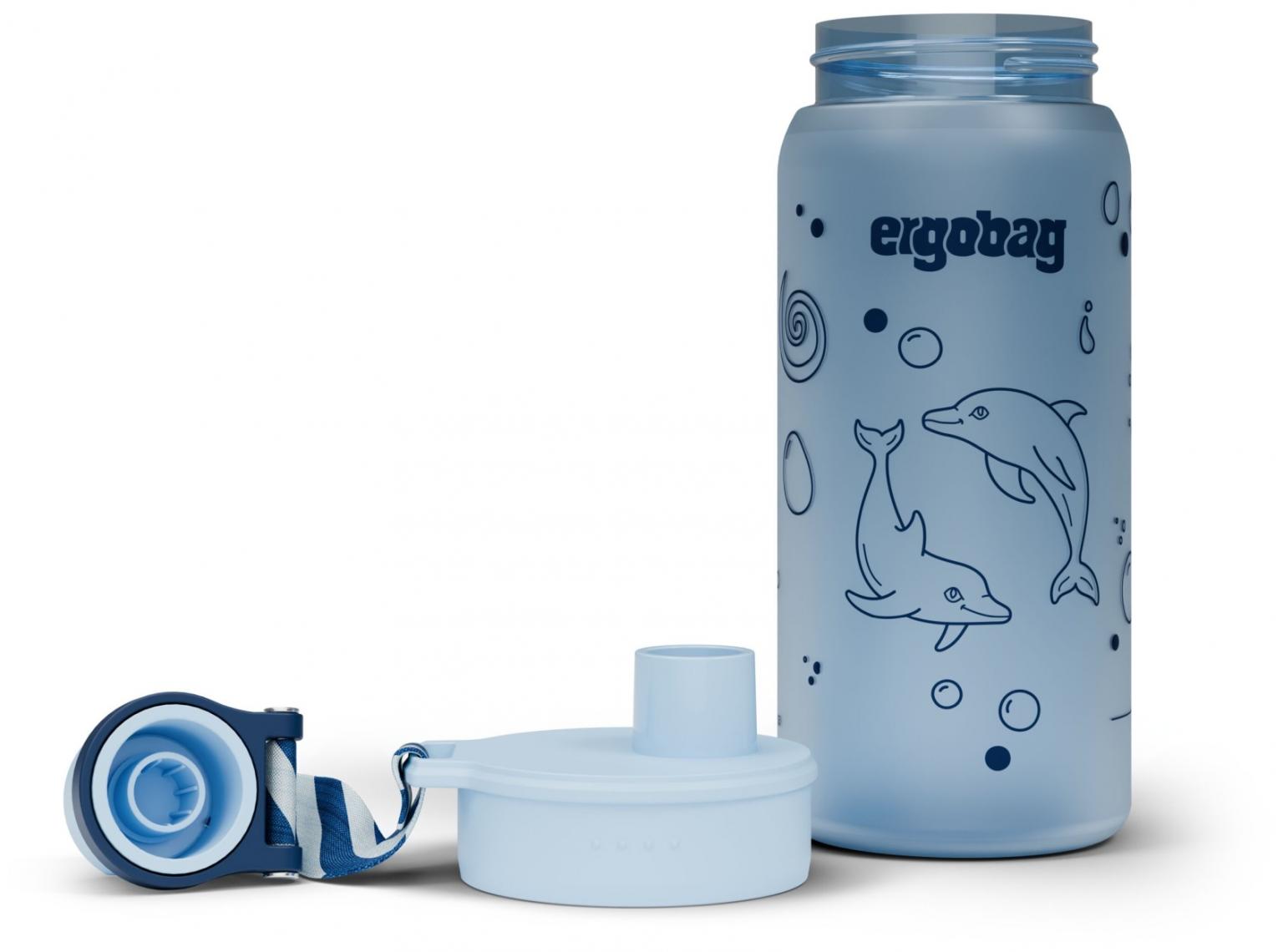 hellblaue Wasserflasche Ergobag Delfin Tritan