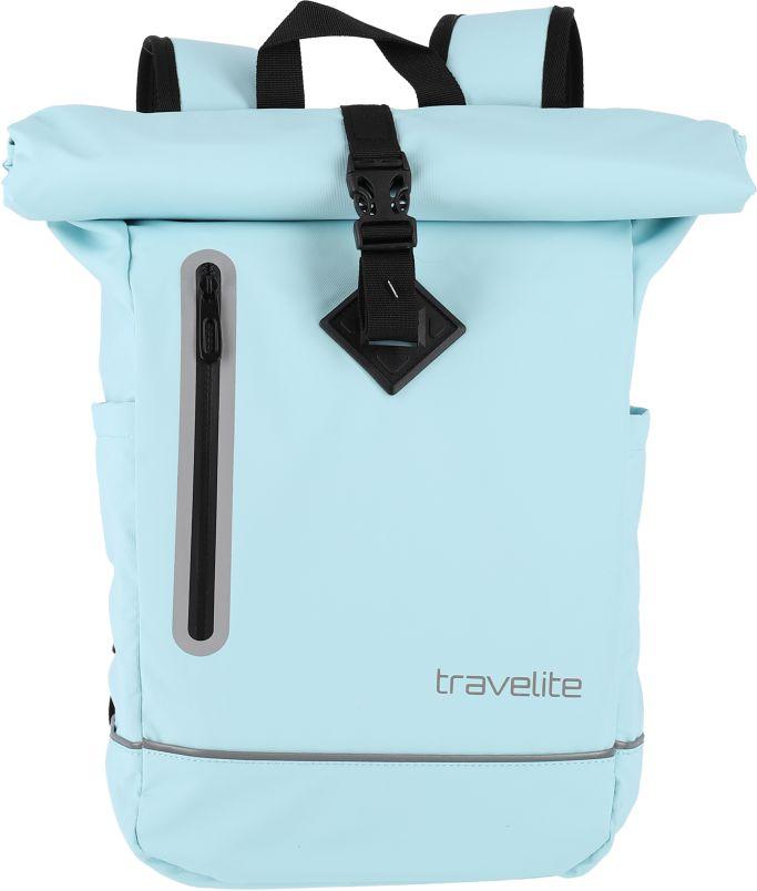 hellblauer  Roll-Up Freizeitrucksack Travelite Basics beschichtet